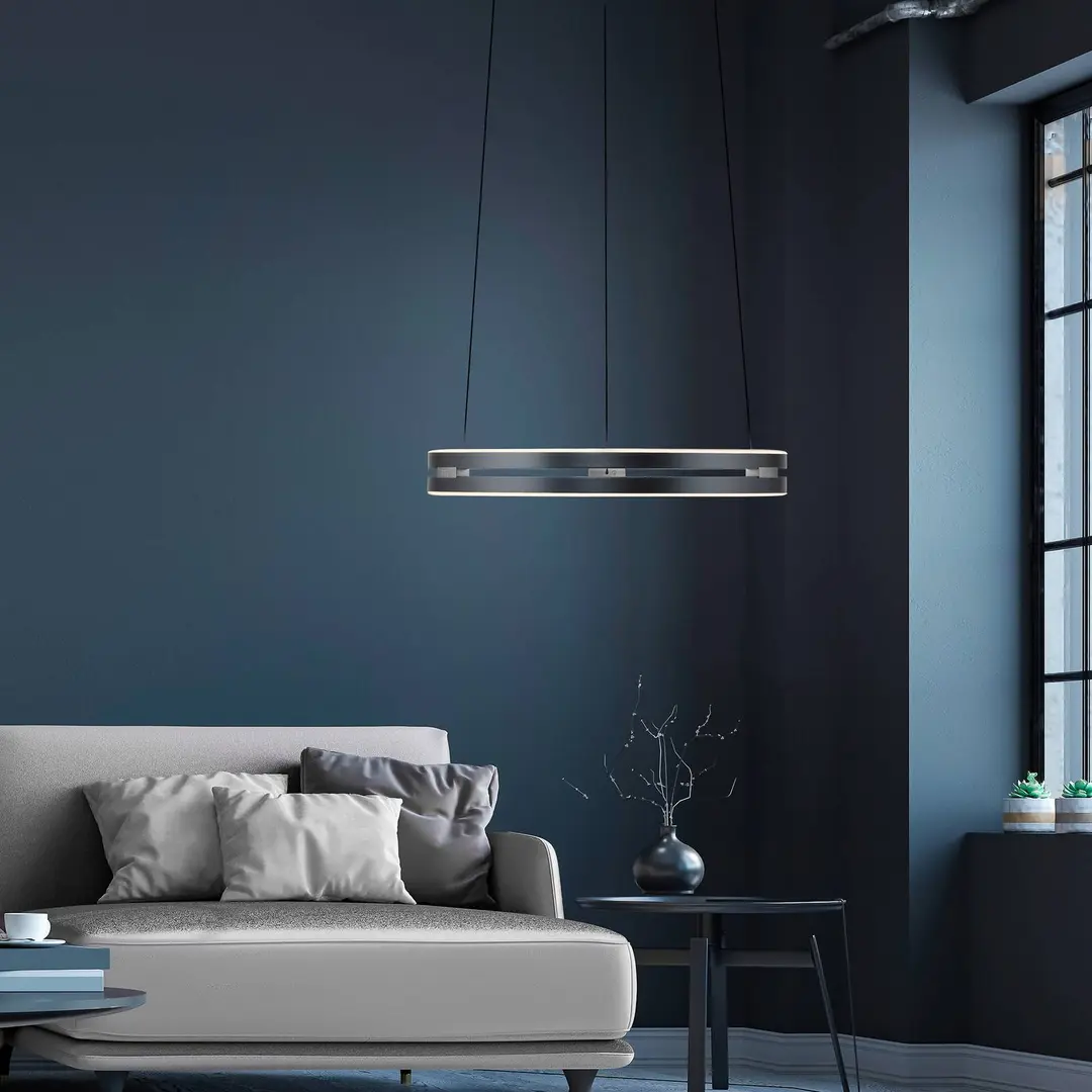 Pure LED-Hängeleuchte PURE E-Loop, mystic grey, Ø 50 cm, Alu, CCT