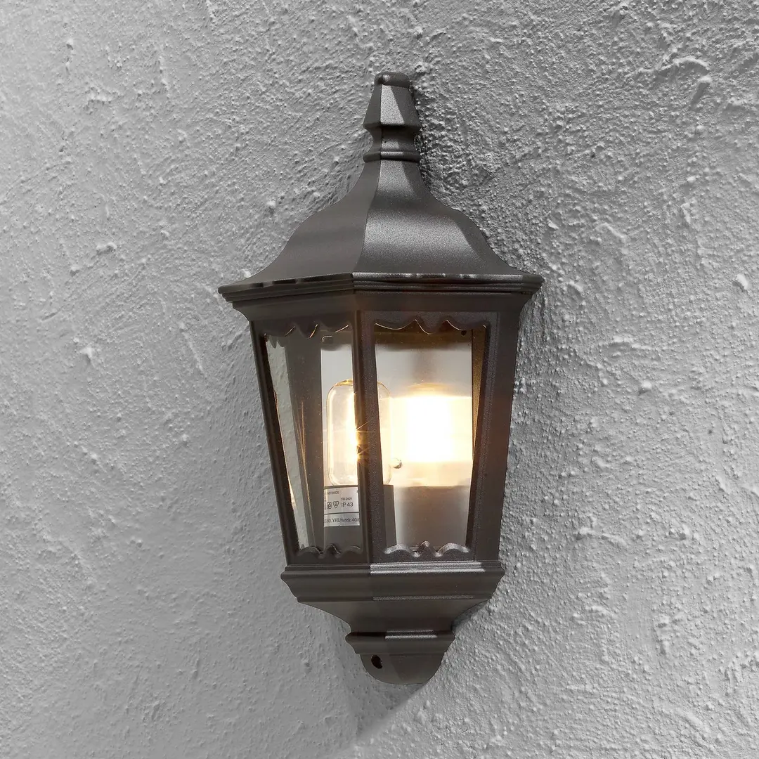 Konstsmide Außenwandleuchte Firenze, Halbschale, schwarz