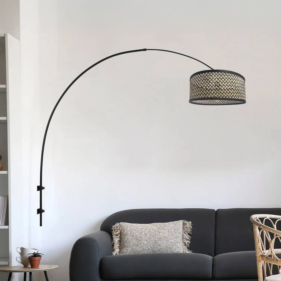 Steinhauer Wandleuchte Sparkled Light, schwarz/Geflecht schwarz-holz