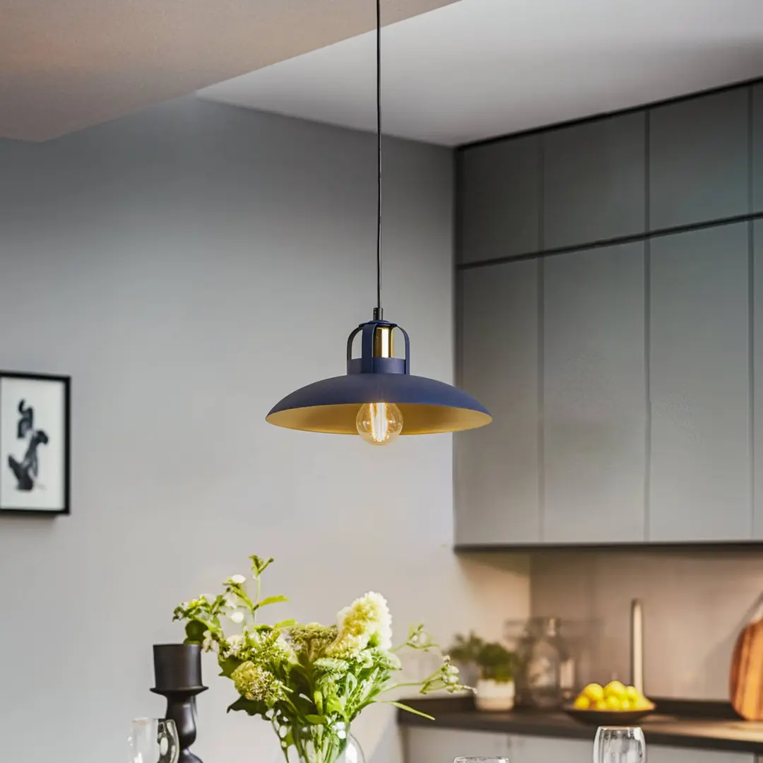 Eko-Light Pendellampe Felix, blau/gold, 1-flammig