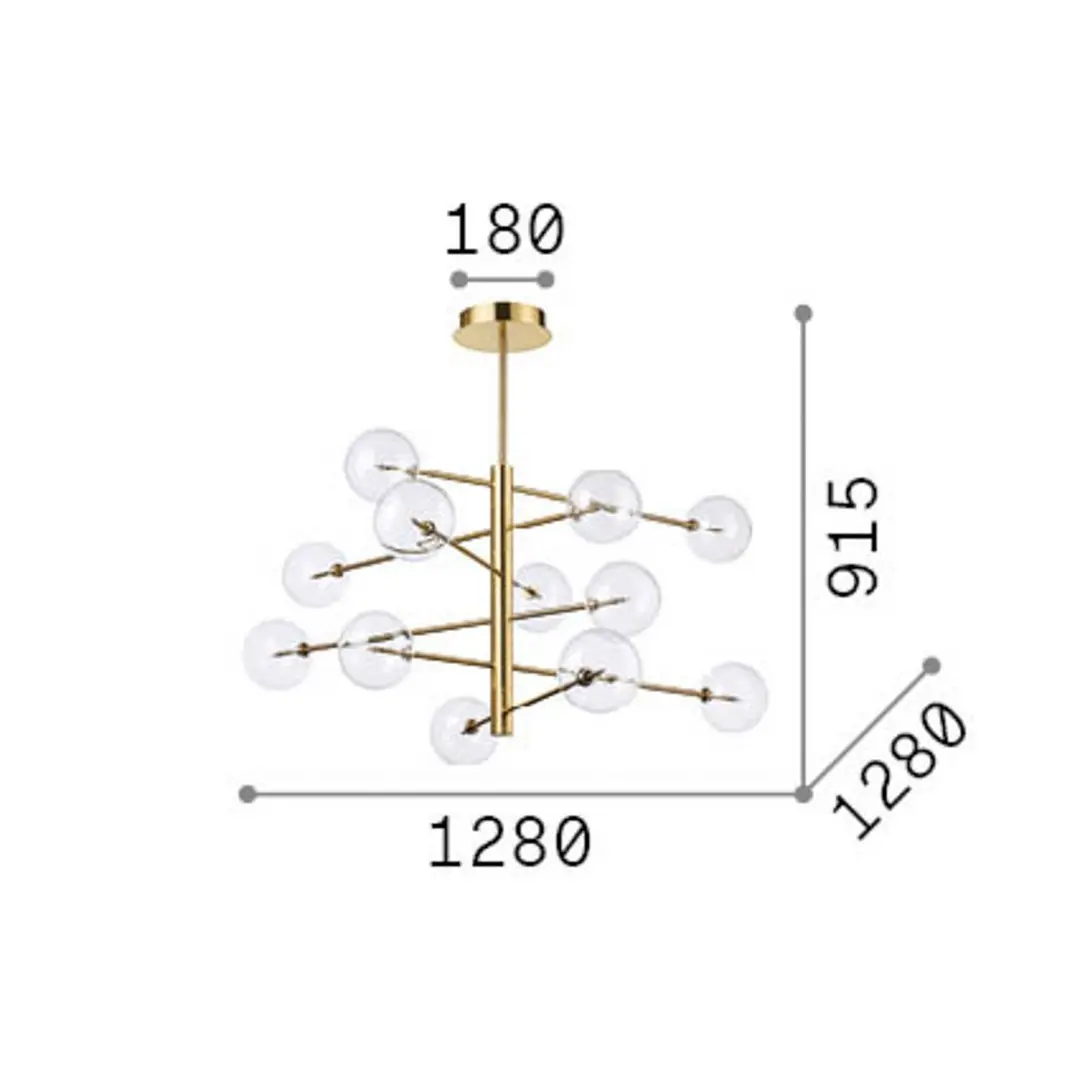 Ideal Lux Hängelampe Equinoxe, chrom/rauchgrau 12-flg.