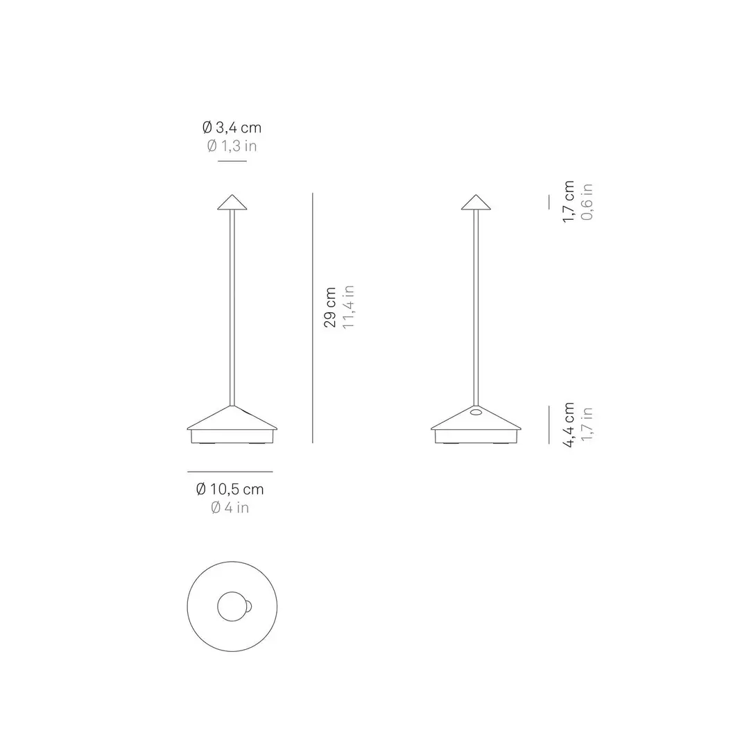 Zafferano Pina 3K LED-Akku-Tischlampe, dunkelgrau, IP54