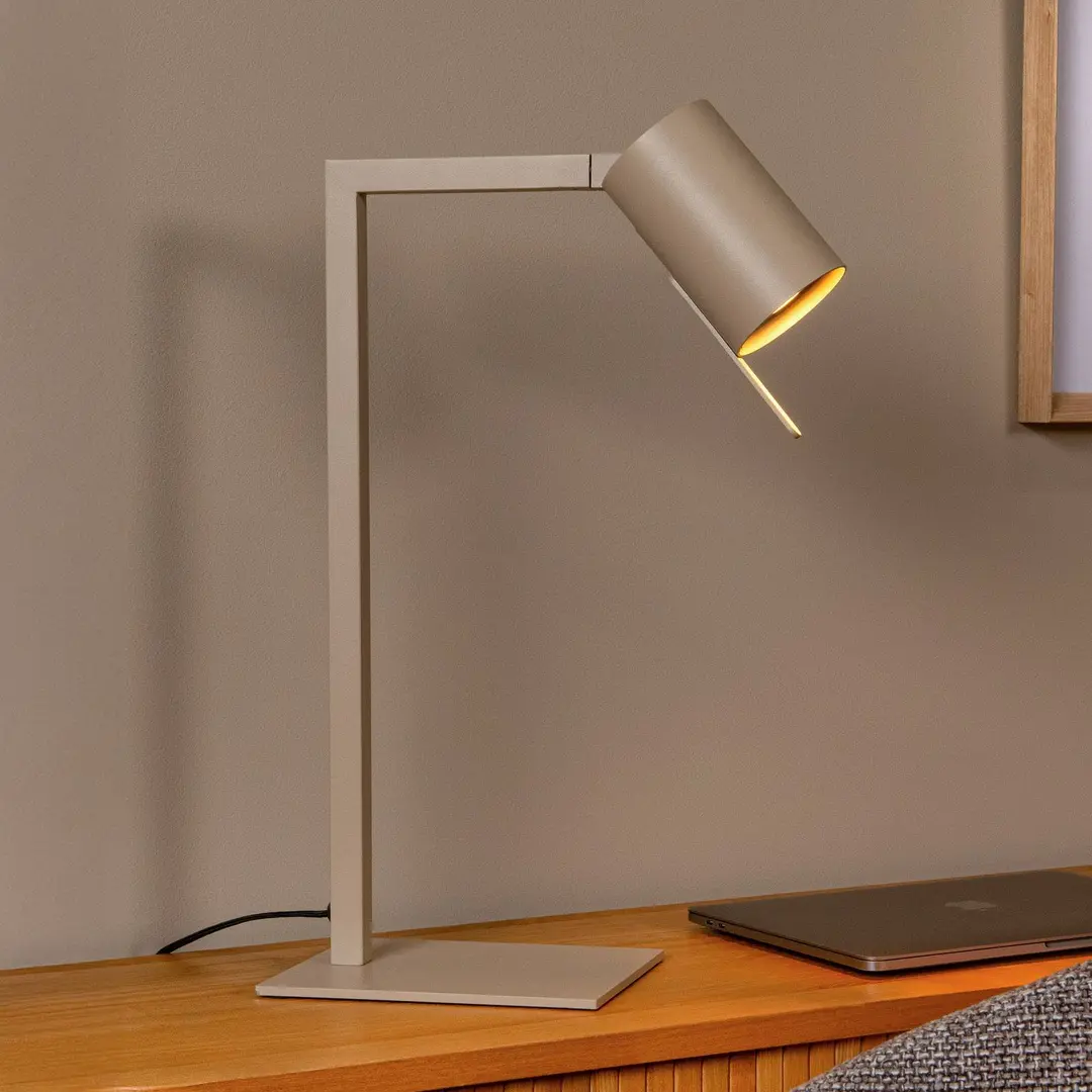 Lucide Schreibtischlampe Lesley, taupe, Höhe 50 cm, Metall