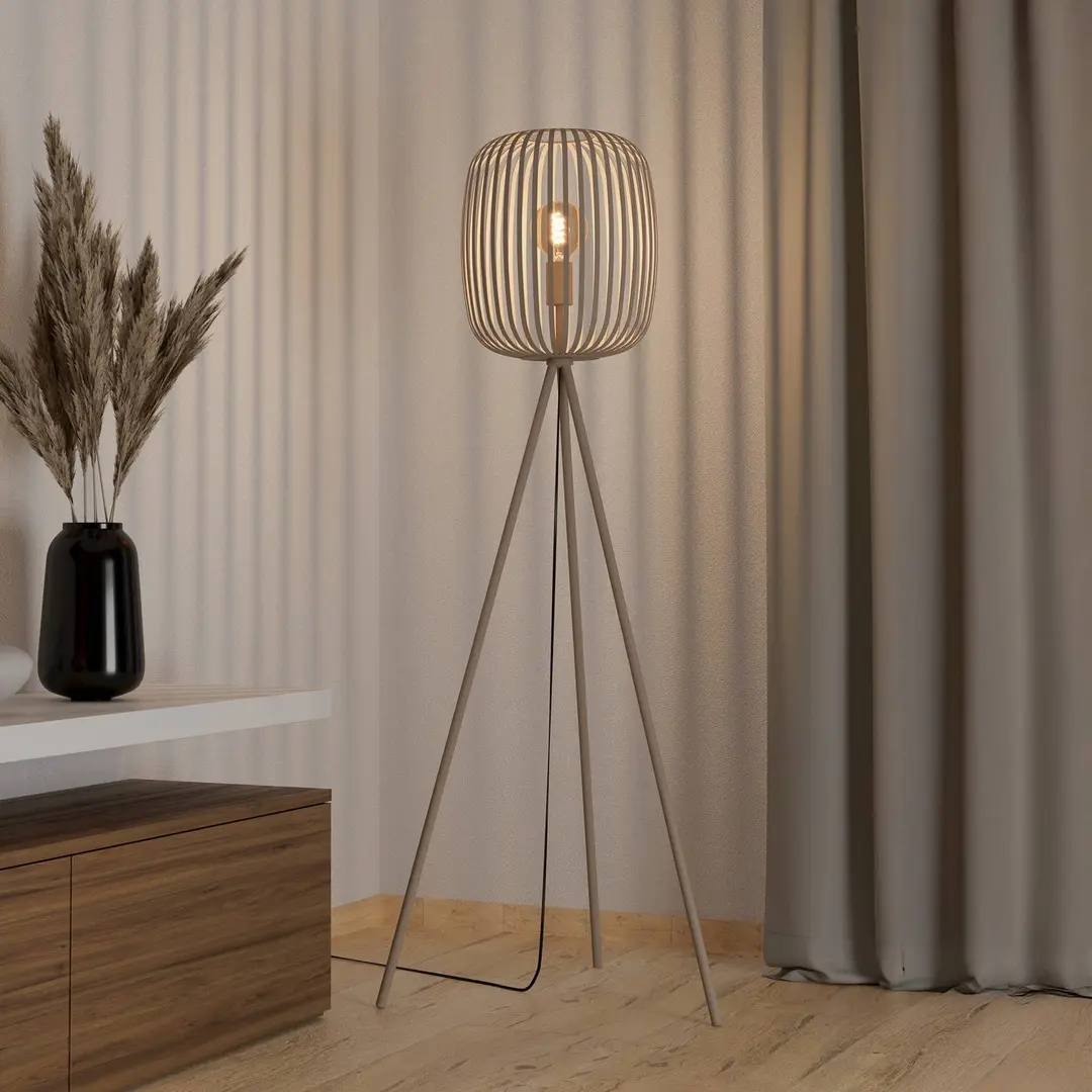 EGLO Stehleuchte Romazzina, beige, Höhe 141 cm, Metall, E27