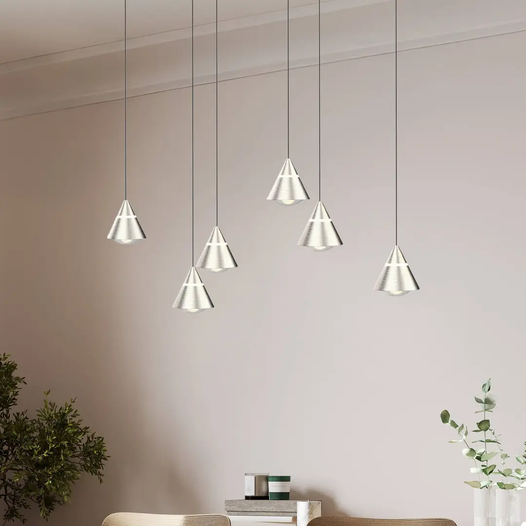 Trio Lighting LED-Hängelampe Romeo, Länge 75 cm nickelfarben Metall 6-flg.