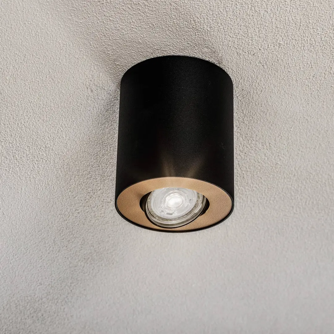 Nowodvorski Lighting Deckenspot Zet, schwarz/gold, 12 cm hoch, verstellbar, GU10