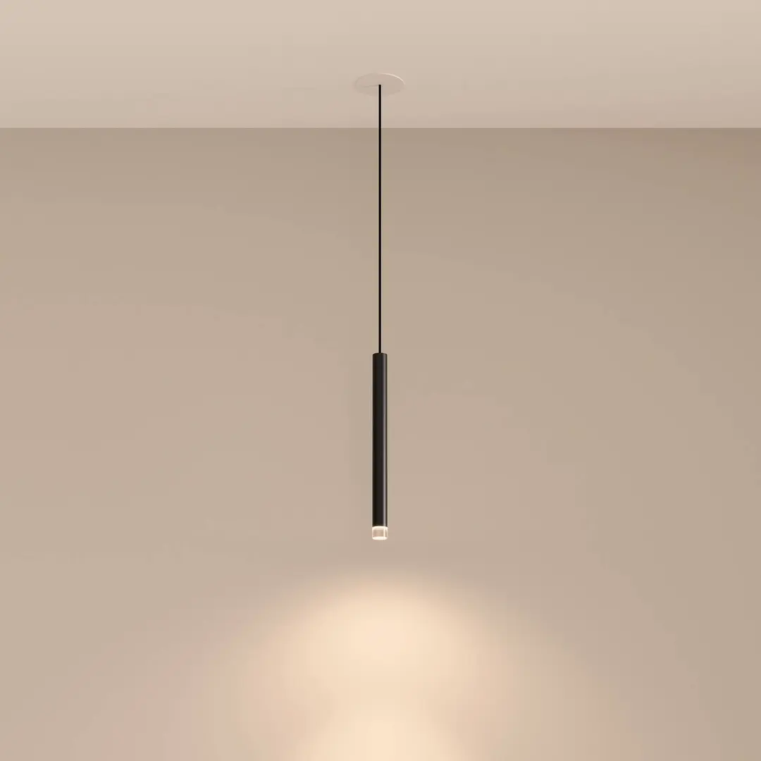LEDS-C4 LED-Einbaupendel Candle, schwarz, 1-fl., Aluminium