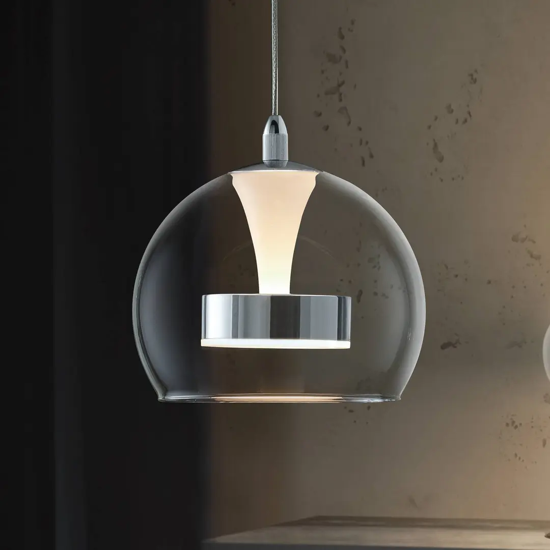 Trio Lighting LED-Hängelampe Flynt, Ø 20 cm, chromfarben, Metall/Glas, CCT