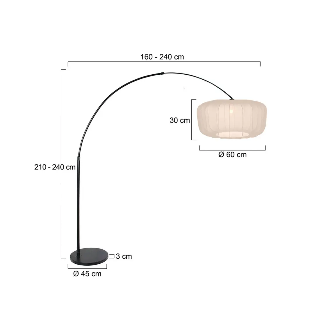Steinhauer Bogen-Stehleuchte Sparkled Light schwarz/Nylon creme, 240 cm