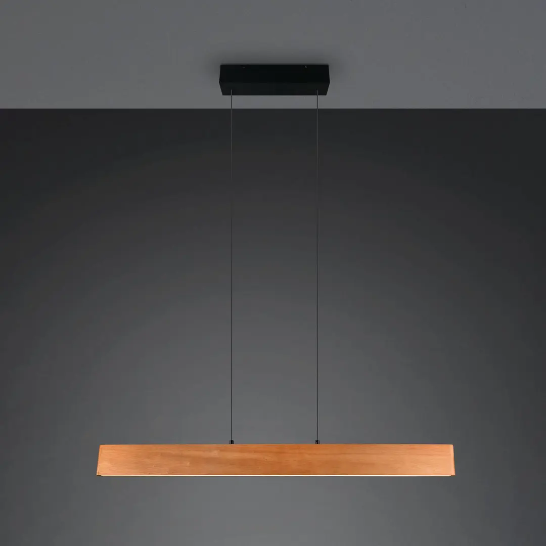 Trio Lighting LED-Pendellampe Edgewood, Länge 115 cm, holzfarben, Holz CCT