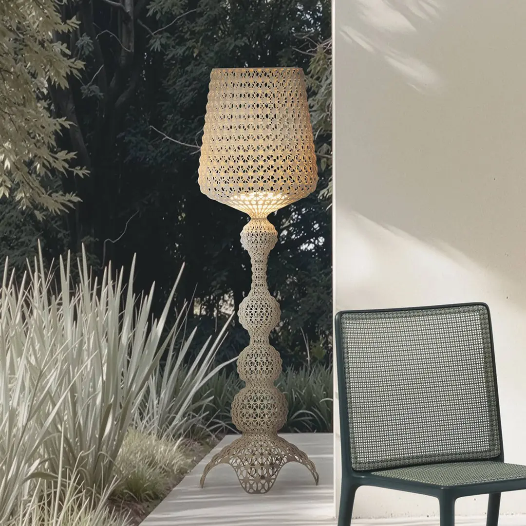 Kartell LED-Außenstehlampe Kabuki, taubengrau, IP44, dimmbar