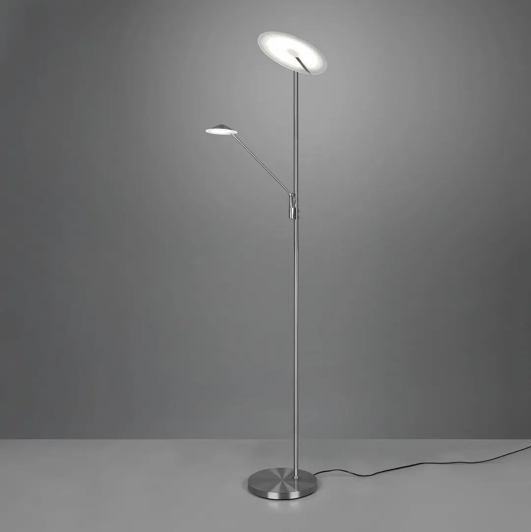 Trio Lighting LED-Stehleuchte Brantford, Leseleuchte nickel matt