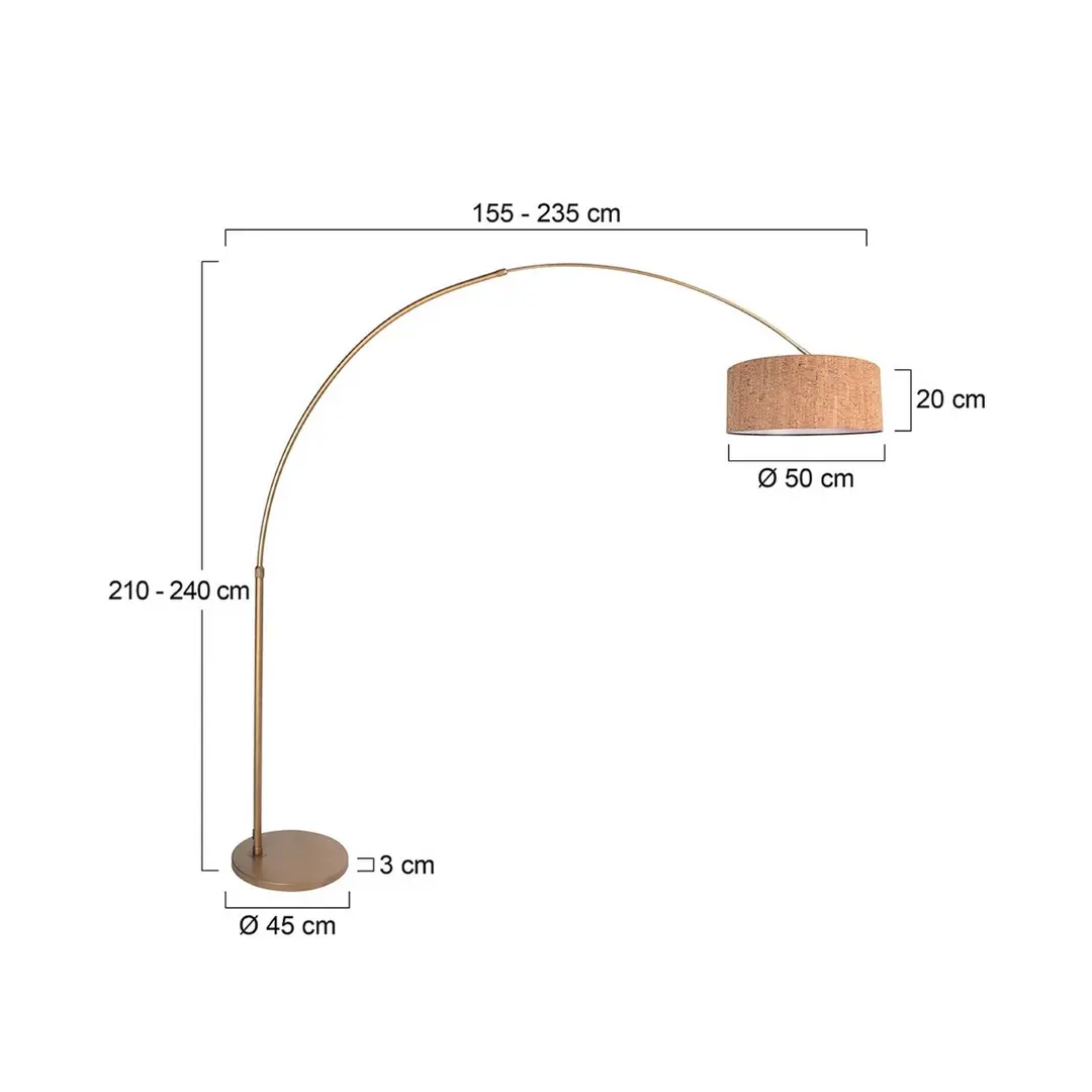 Steinhauer Bogen-Stehlampe Sparkled Light bronze/braun 240 cm, Kork