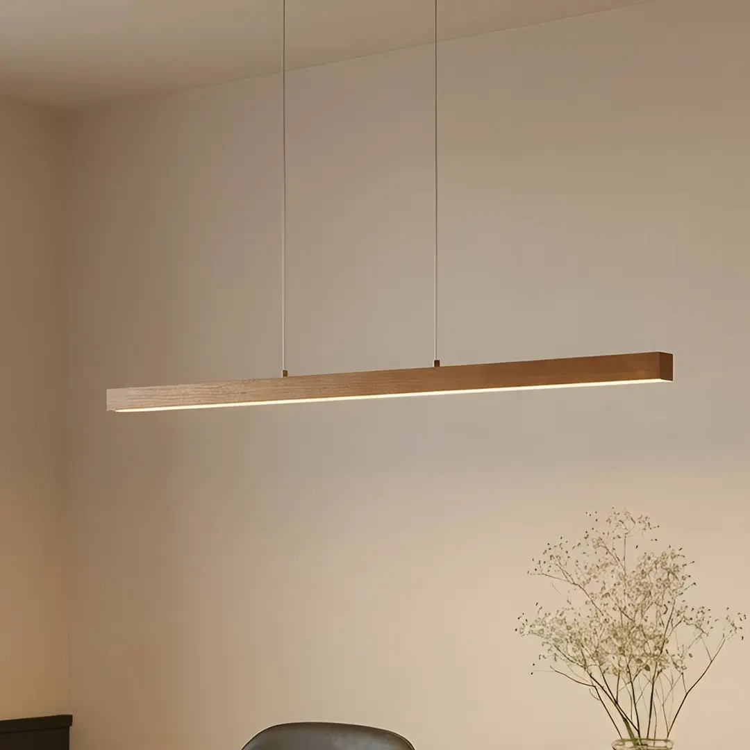 Lucande LED-Hängeleuchte Nihalo, Holz, 122 cm, dimmbar, CCT