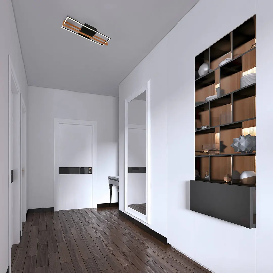 Briloner LED-Deckenleuchte 3777015 Rechteck mit Holzelement