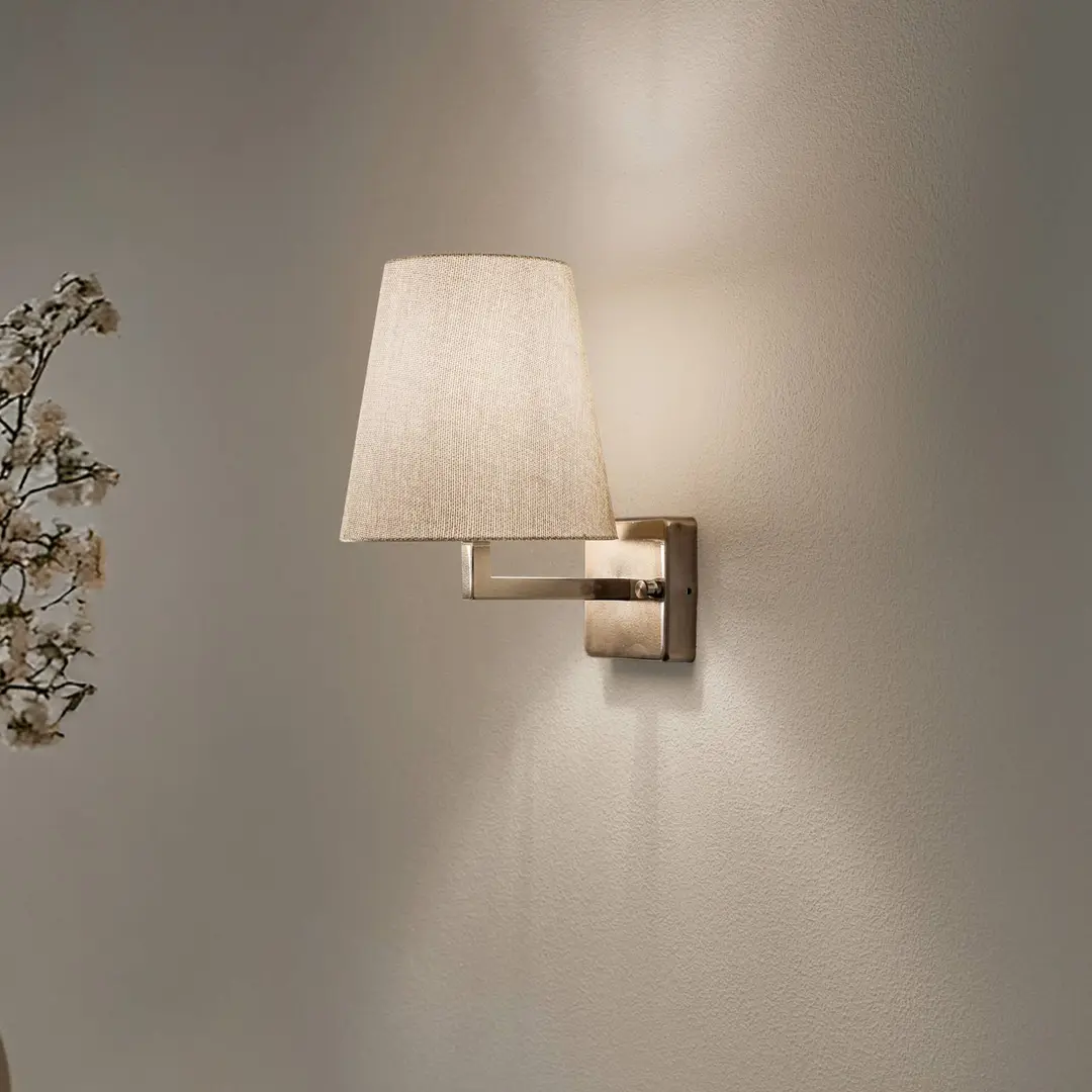 Opviq Wandleuchte Profil, gold/creme, Metall/Stoff, Höhe 30 cm