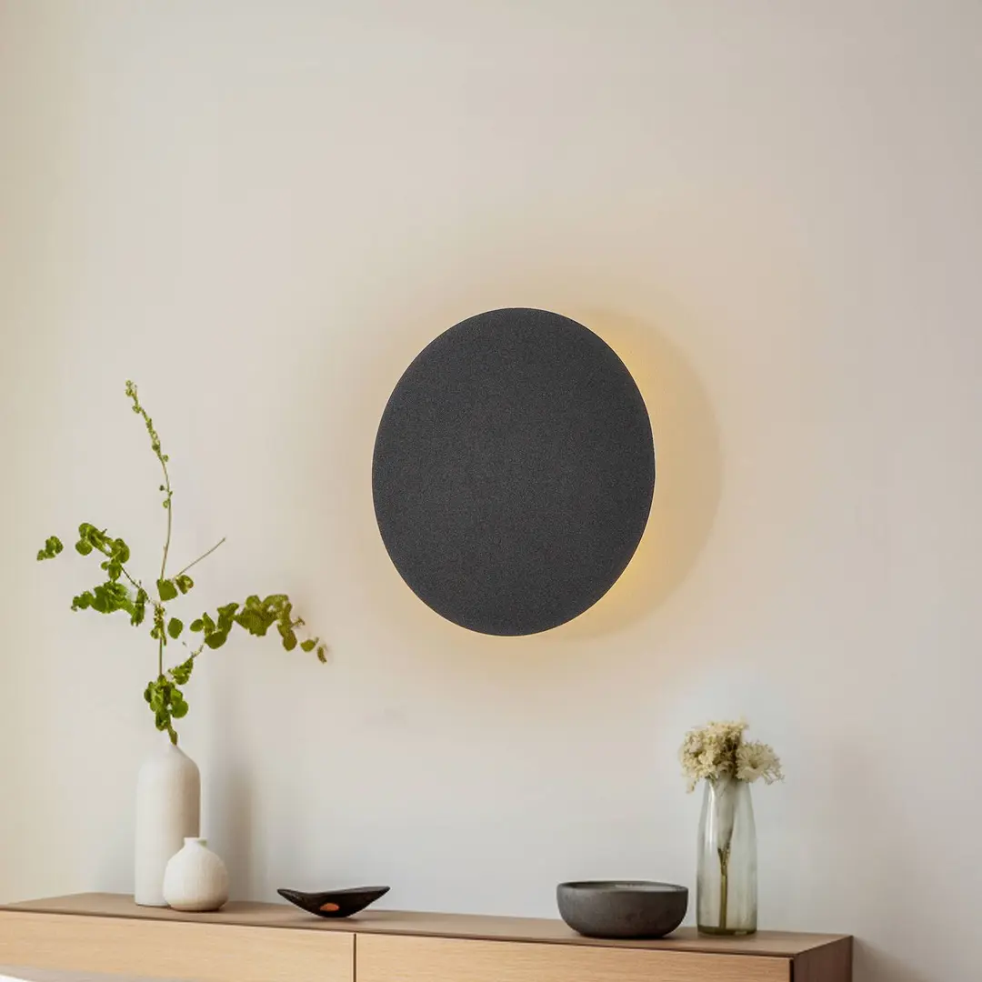 TK Lighting Wandleuchte Lunia New, schwarz, Ø 30 cm