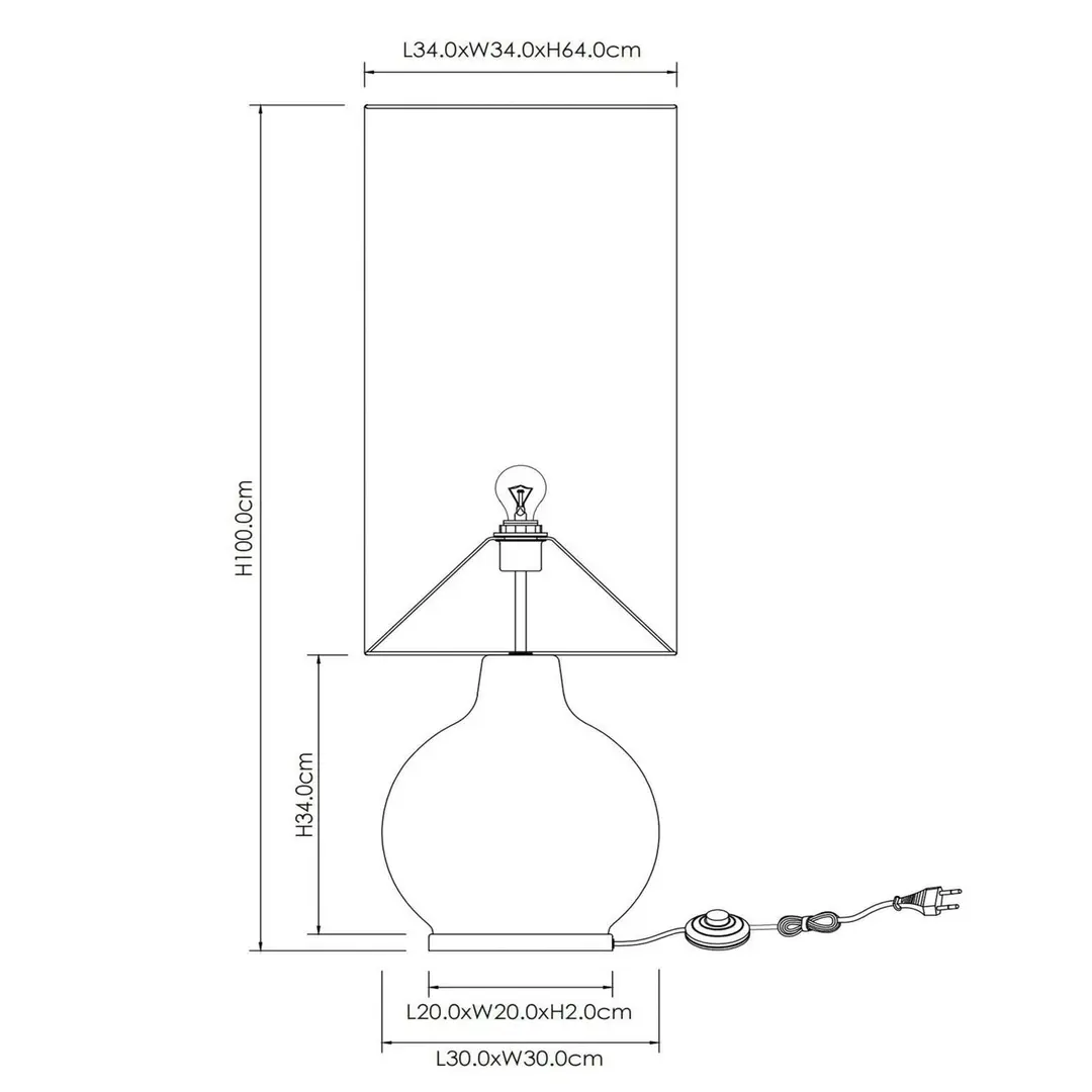 Lucide Stehleuchte Esterad, schwarz, Ø 34 cm, Höhe 100 cm, Glas