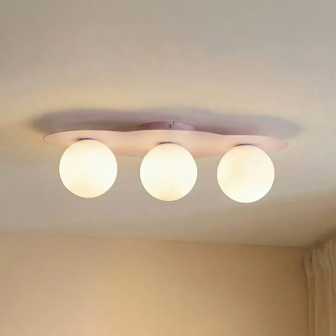 TK Lighting Deckenleuchte Cloud, rosa, 3-flammig, Glas, Länge 51 cm, G9