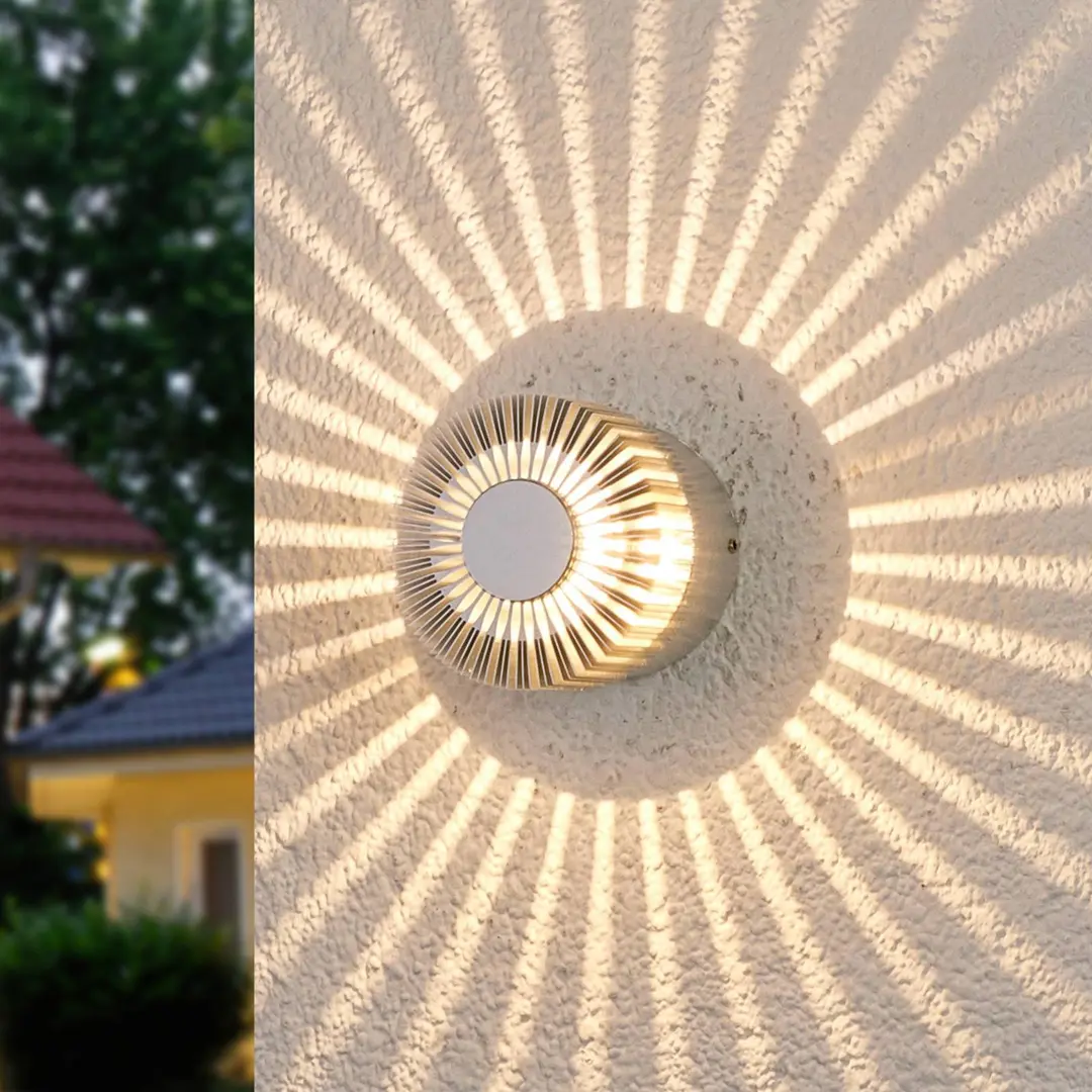 LUCANDE Alufarbene Außenwandleuchte Lennias mit LED