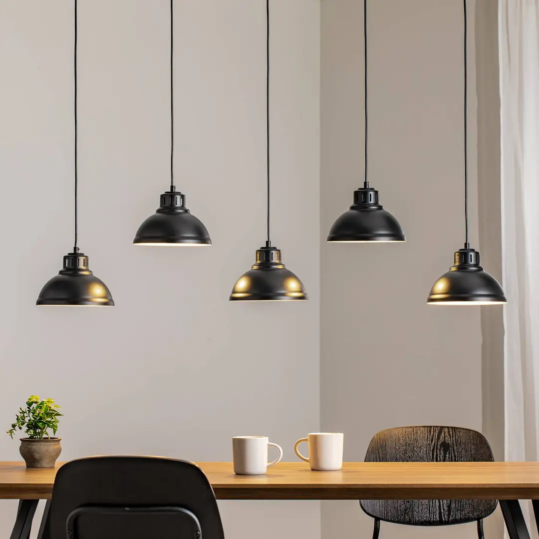Luminex Hängeleuchte Sven, fünfflammig, schwarz, Stahl, E27
