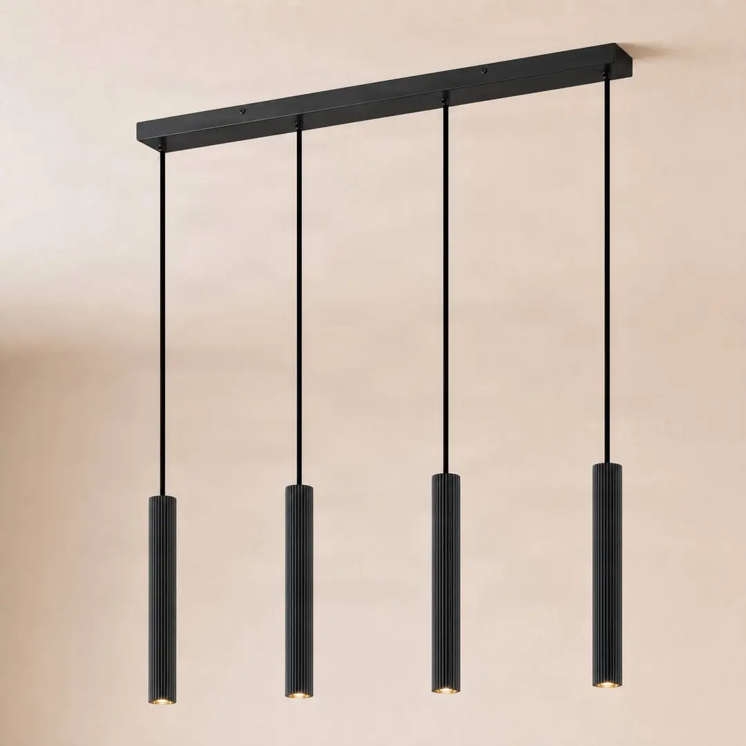 Lindby Hängeleuchte Kardis, 4-flg., anthrazit, Länge 70 cm
