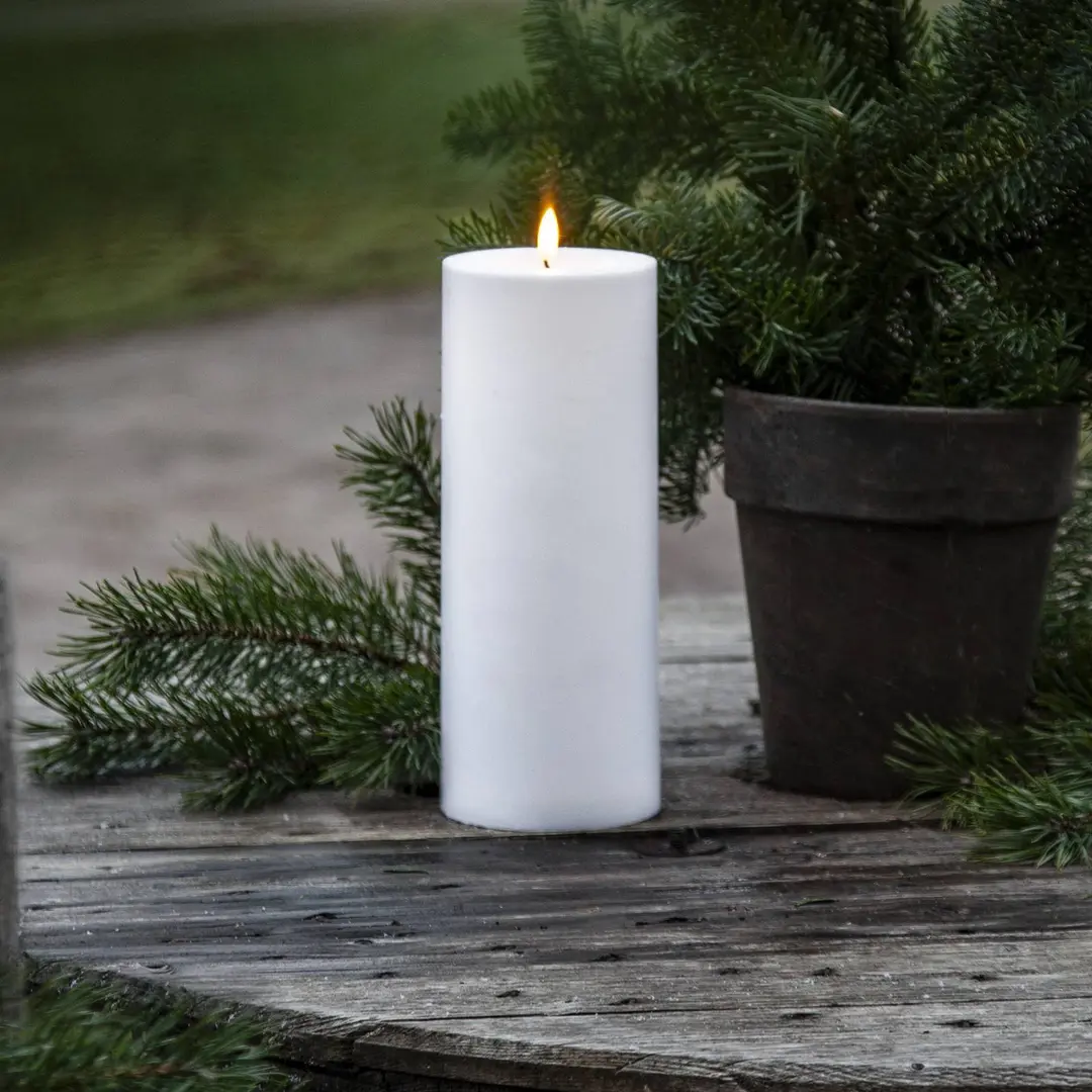 STAR TRADING LED-Kerze Flamme Rak 27,5 cm weiß Kunststoff Batteriebetrieb