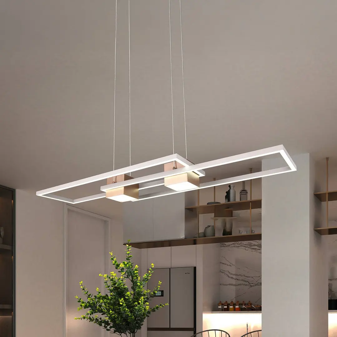 Trio Lighting LED-Hängelampe Albany, braun, 100 x 28 cm, Alu, CCT, dimmbar