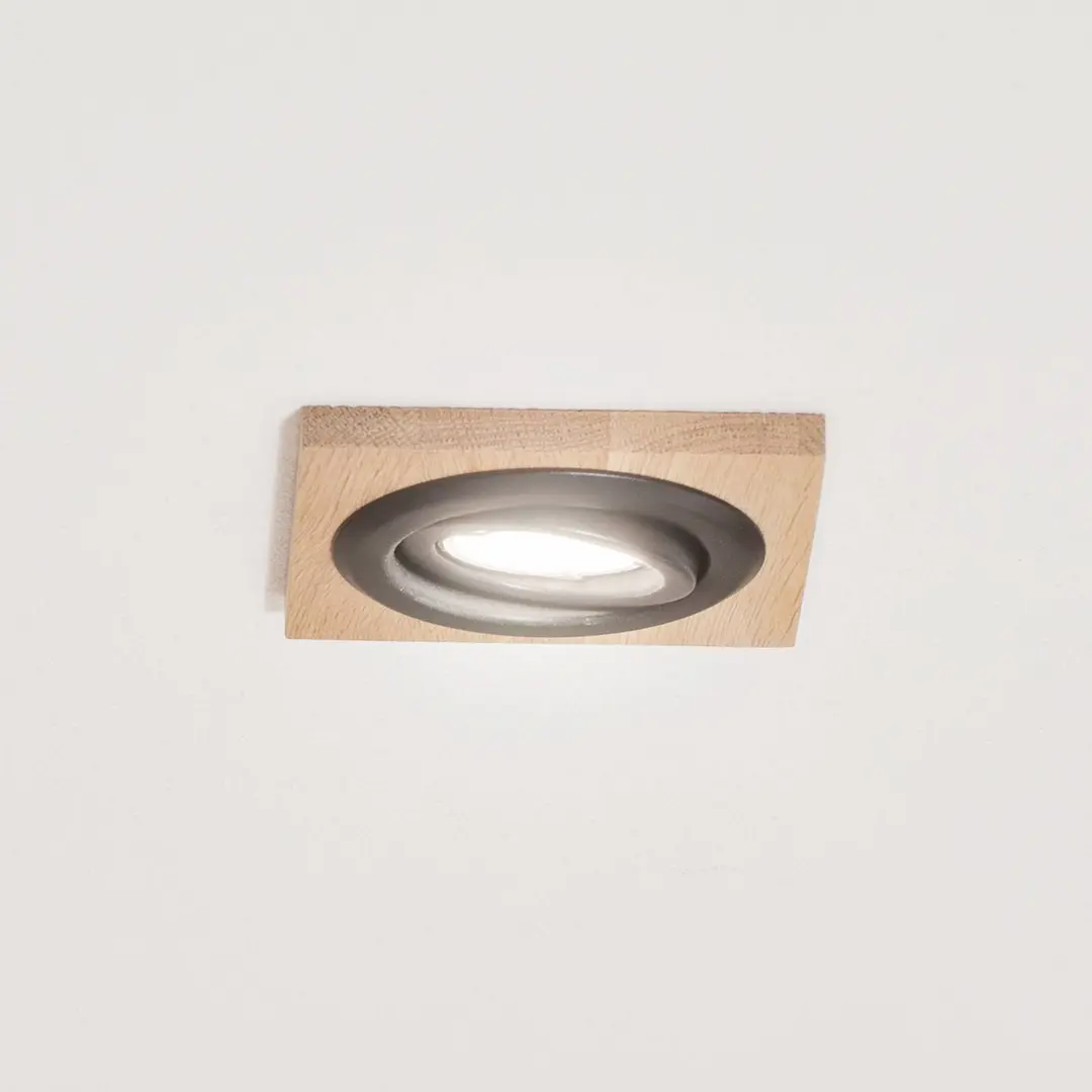 Lamkur Deckeneinbauleuchte Tobby, 10 x 10 cm, Eichenholz, GU10