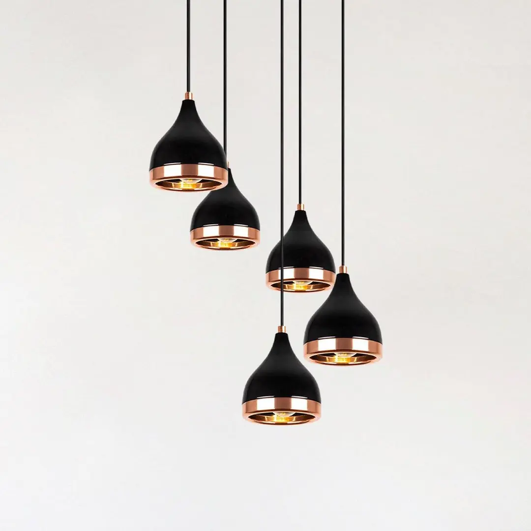 Opviq Hängeleuchte Yildo 7005 schwarz/kupfer Metall 5-flammig rund