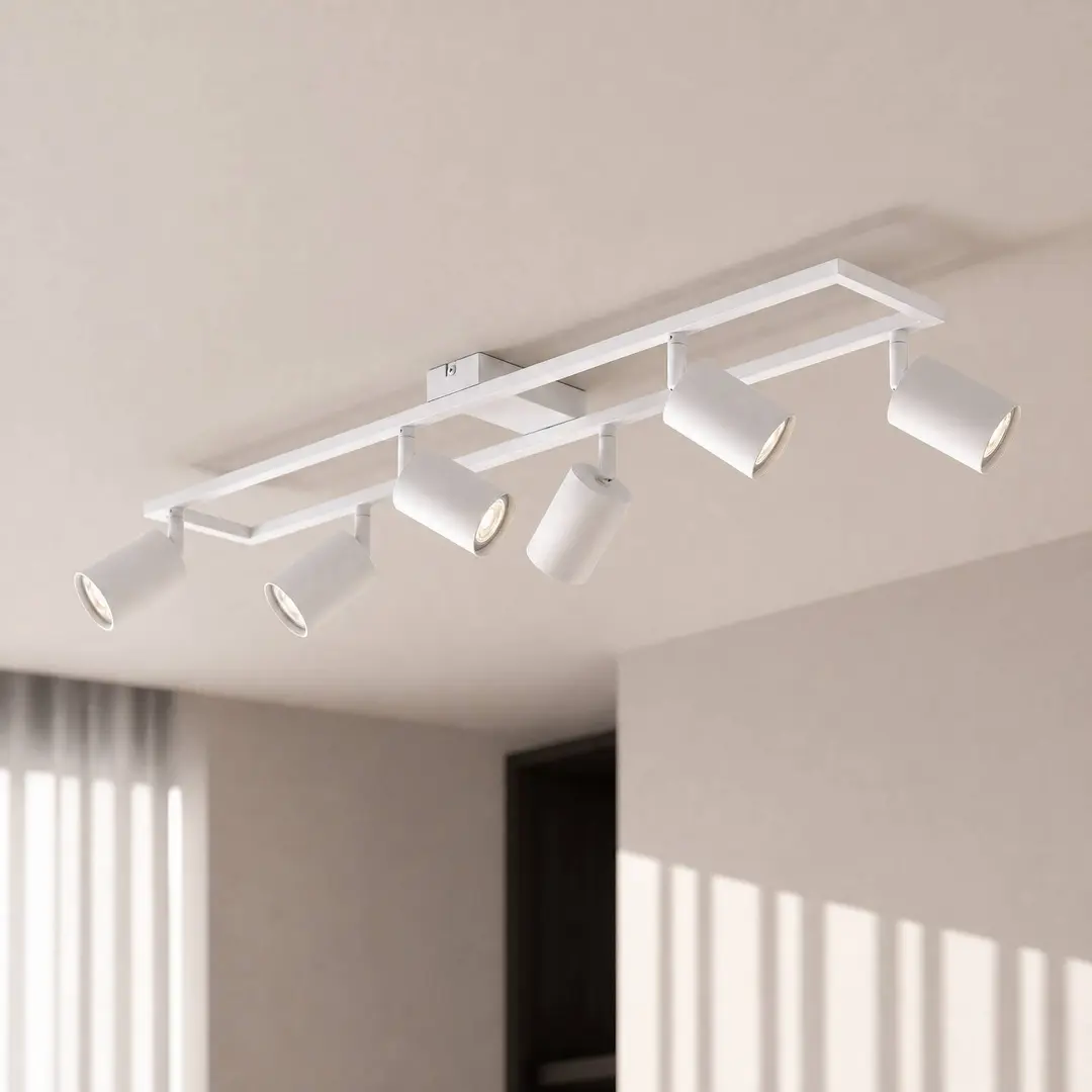Lindby Deckenstrahler Bravius, weiß, 6-flammig, Eisen
