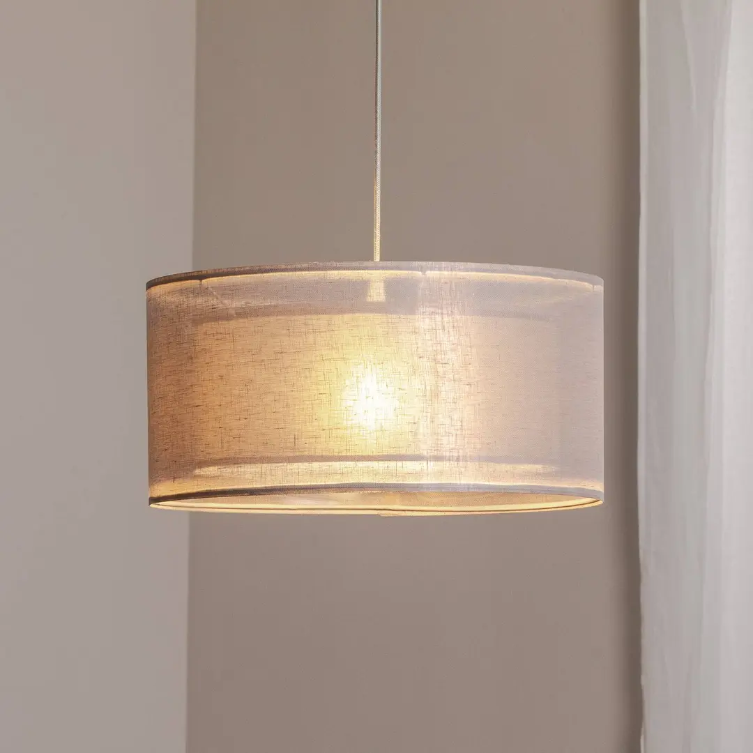 Maco Design Hängeleuchte Duo Den Light, silbergrau, Ø 50 cm, Leinen, PVC
