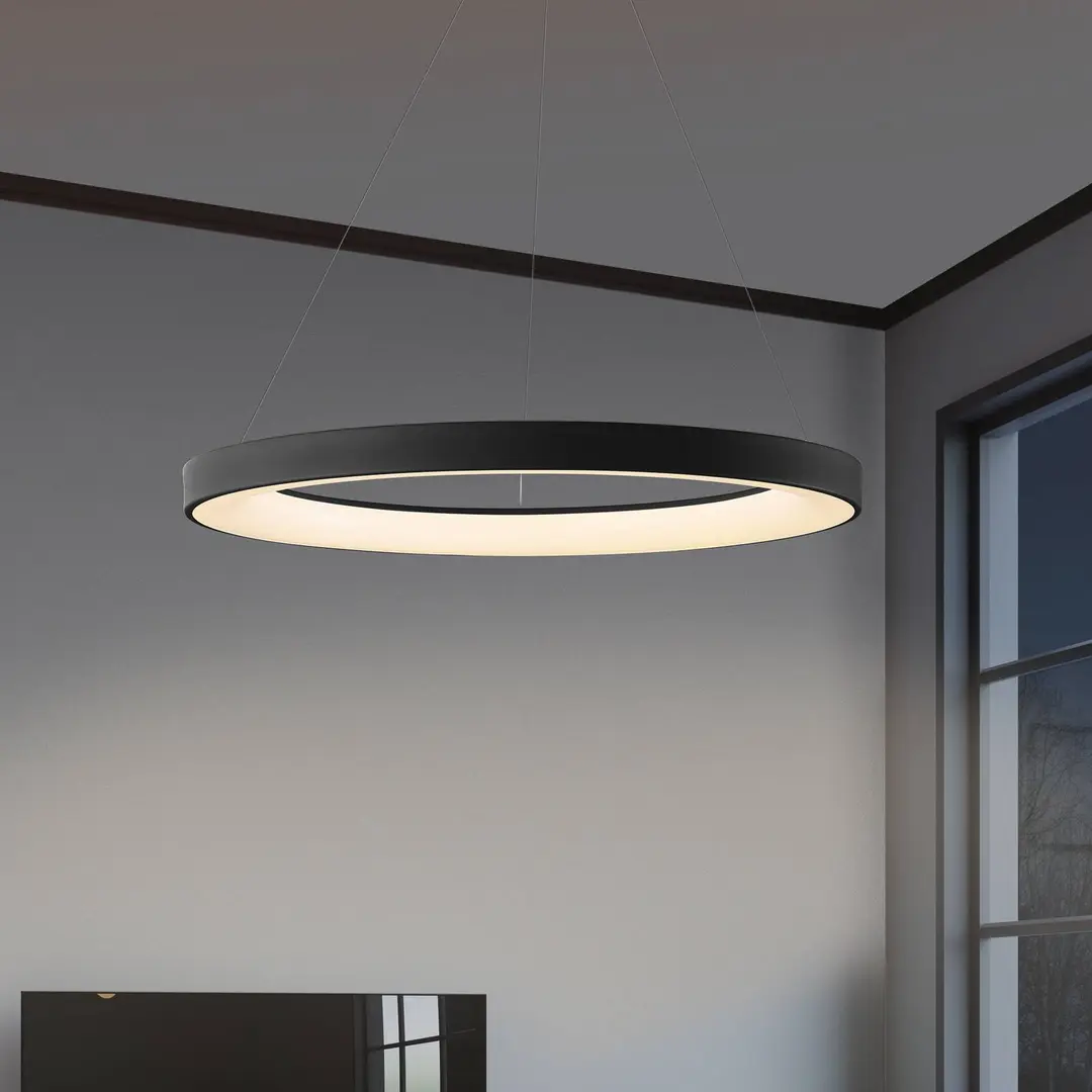 Mantra Iluminación Smart LED-Hängelampe Niseko II, 50 cm, schwarz, CCT, dimmbar
