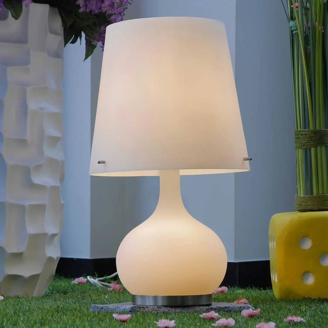 Fabas Luce Tischleuchte Ade, Höhe 58 cm, weiß, Glas