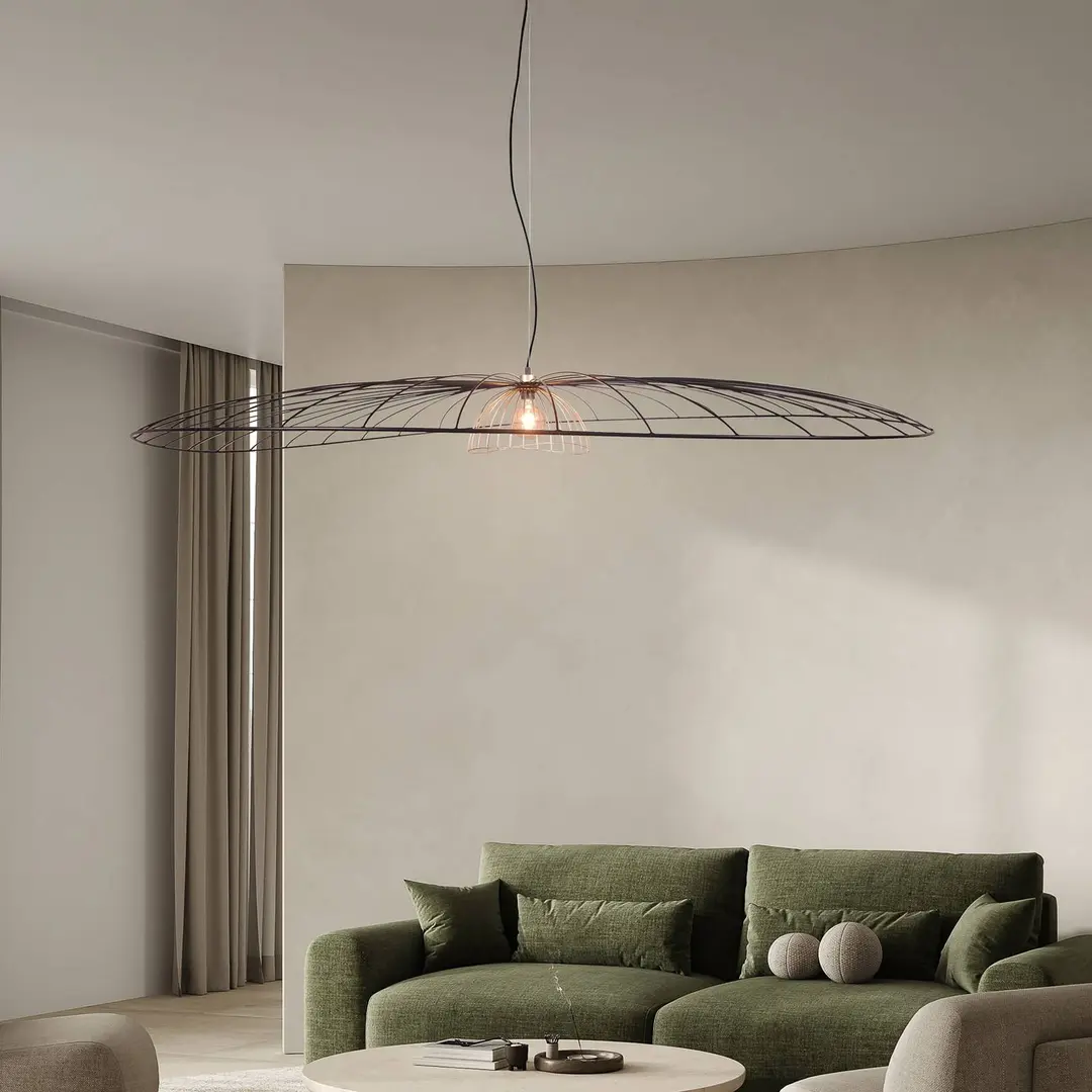 Reality Leuchten Hängeleuchte Lauris, schwarz matt, Ø 200 cm, Metall, E27