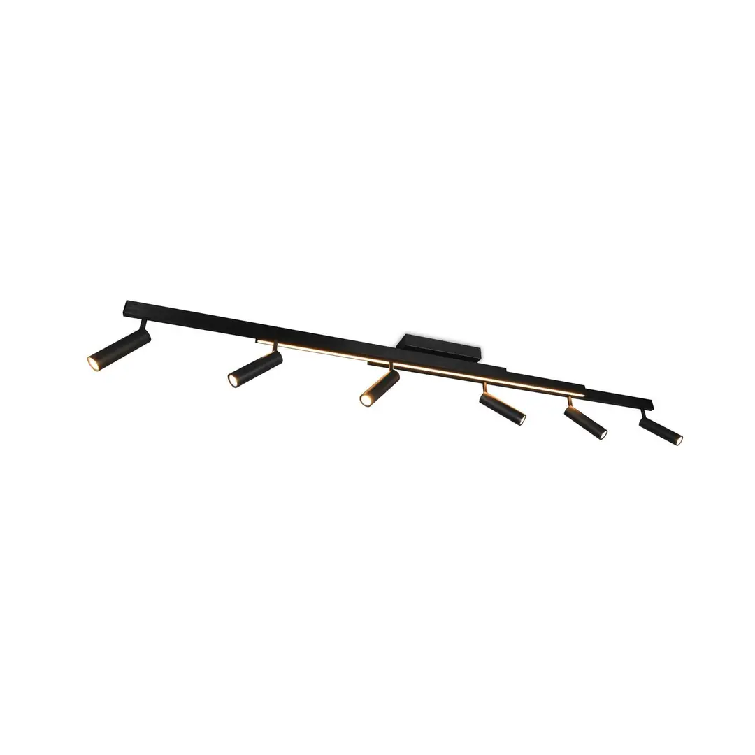 Trio Lighting LED-Deckenspot Zeno, 6 Spots, schwarz matt, Metall