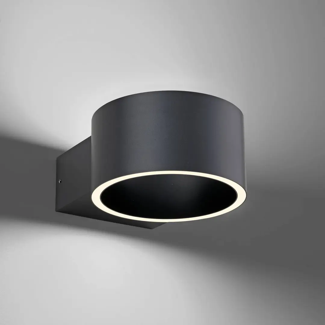 Pure LED-Wandleuchte PURE Clipse, mystic grey, Aluminium, Ø 15 cm