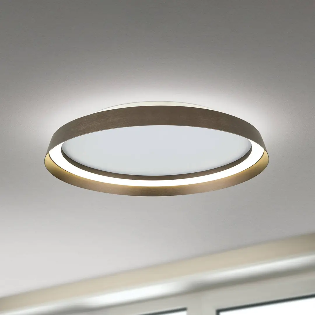 Orion LED-Deckenlampe Manta, Ø 45 cm, alu/bronze, Alu, up/down
