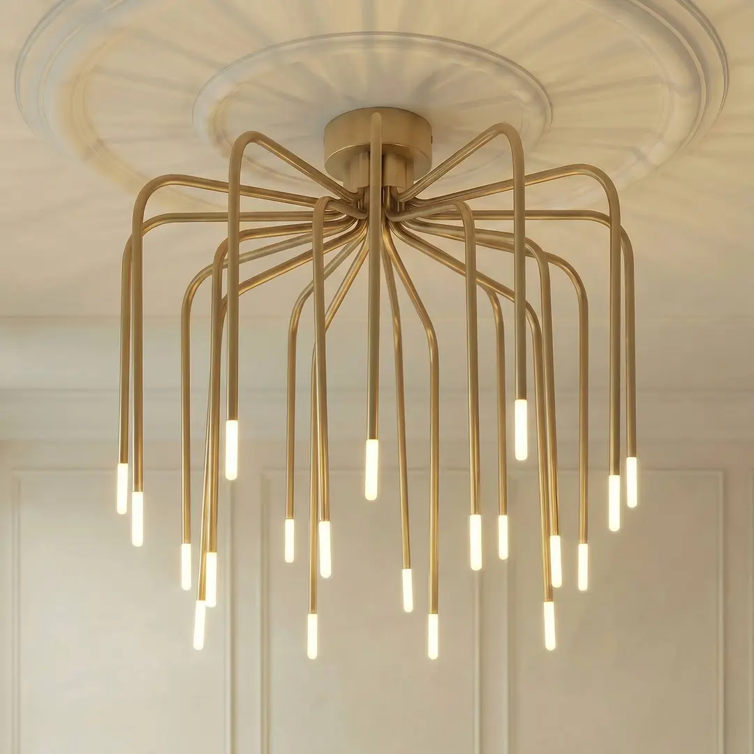 Lucande LED-Deckenlampe Ariadne, Ø 57cm, gold matt, 20-flg.