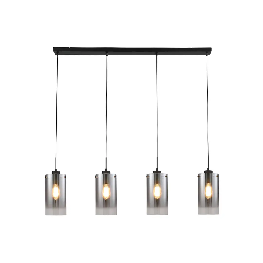 Freelight Hängelampe Ventotto, schwarz/rauch, Länge 125 cm, 4-flg.