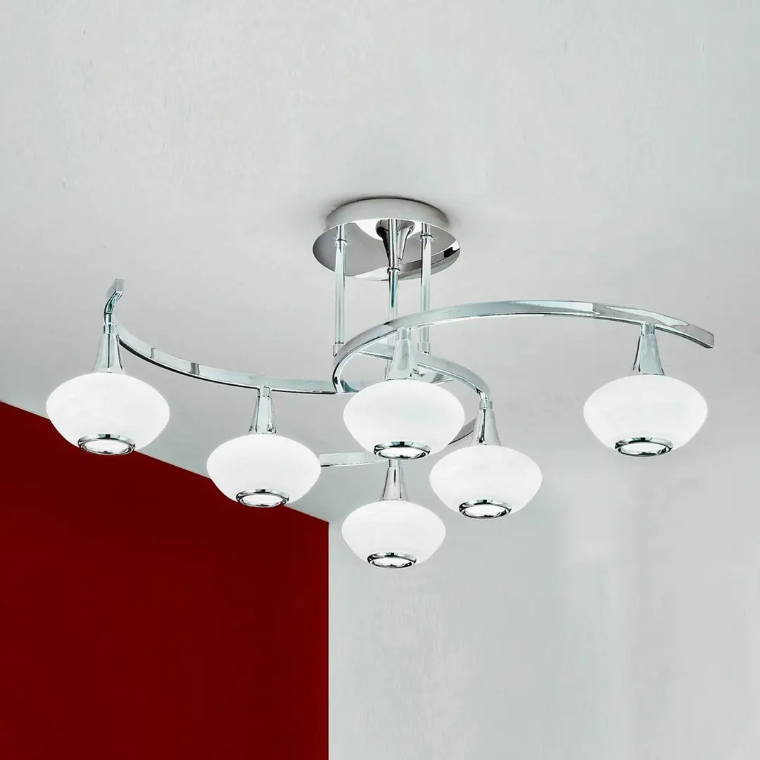 Orion Deckenleuchte Lia, 6-flammig, chromfarben, Glas/Metall