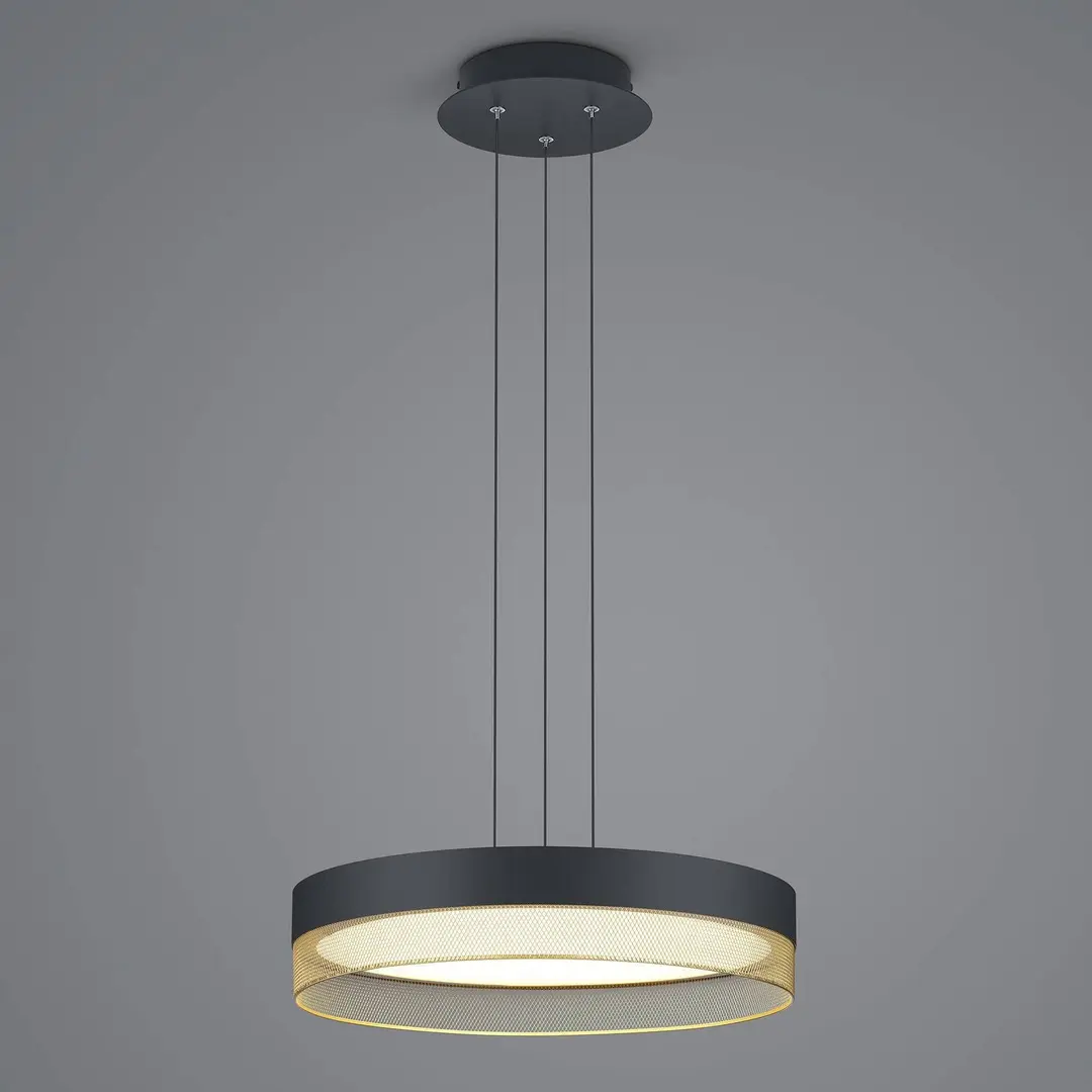 HELL LED-Hängeleuchte Mesh, Ø 45 cm, schwarz/gold