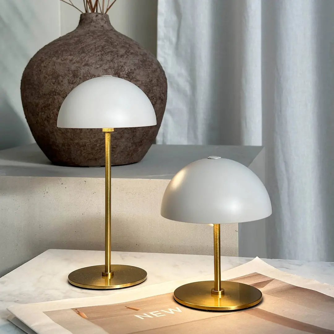 Dyberg Larsen LED-Akku-Tischleuchte Along, beige, 2er-Set