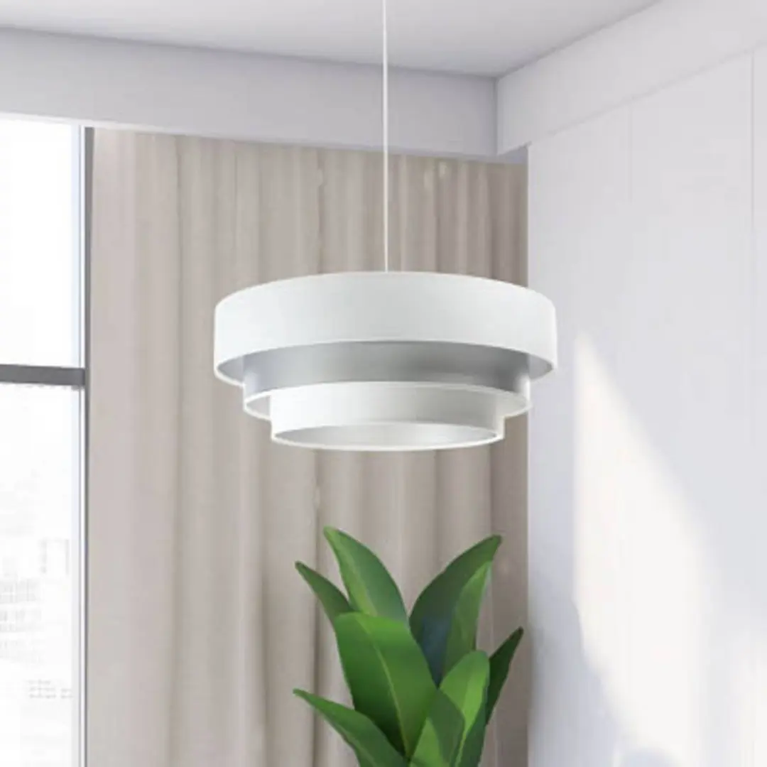 Maco Design Hängeleuchte Triniti, weiß/silber, Ø 60 cm, Textil