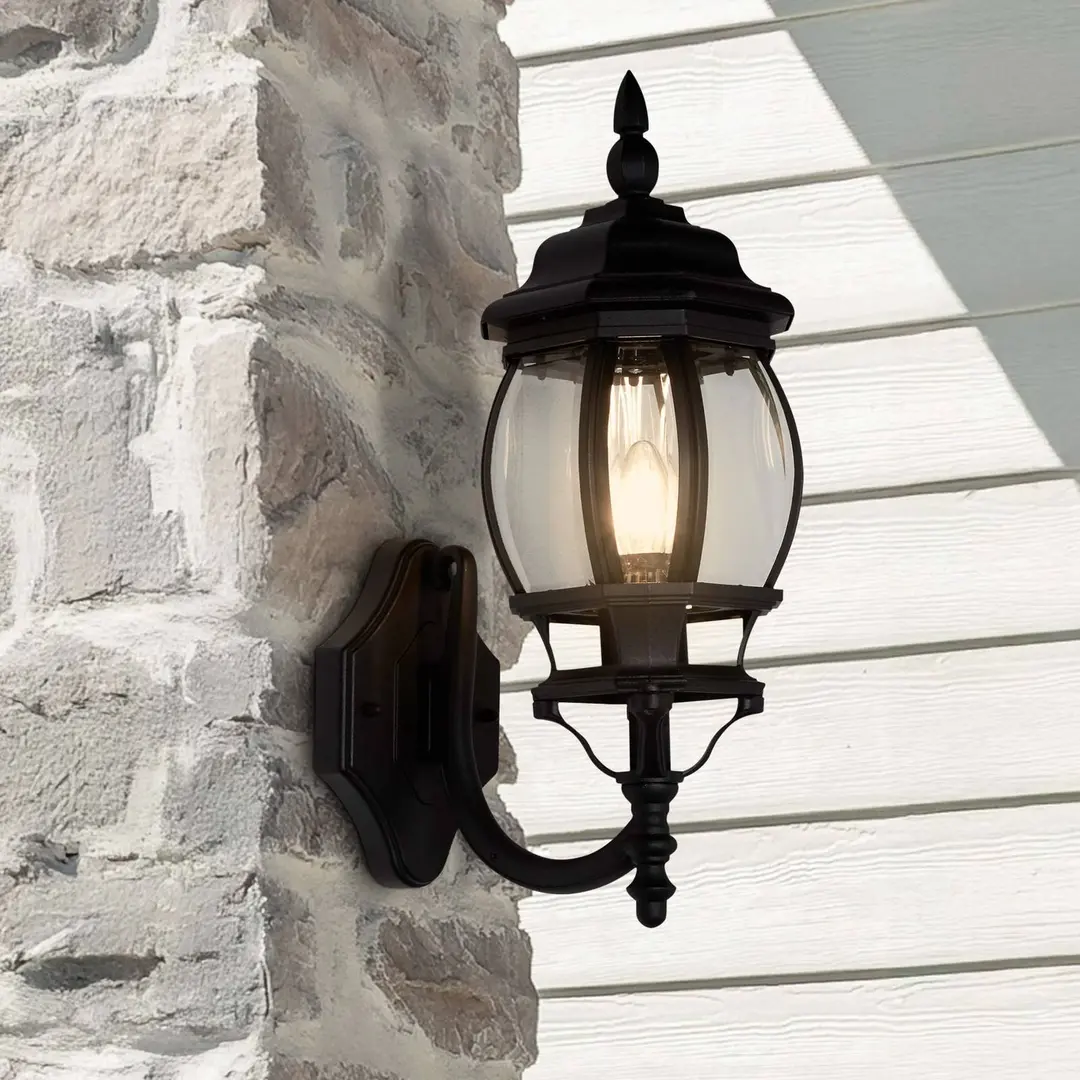 Searchlight Außenwandlampe Bel Aire, Höhe 46 cm schwarz/klar Metall/Glas
