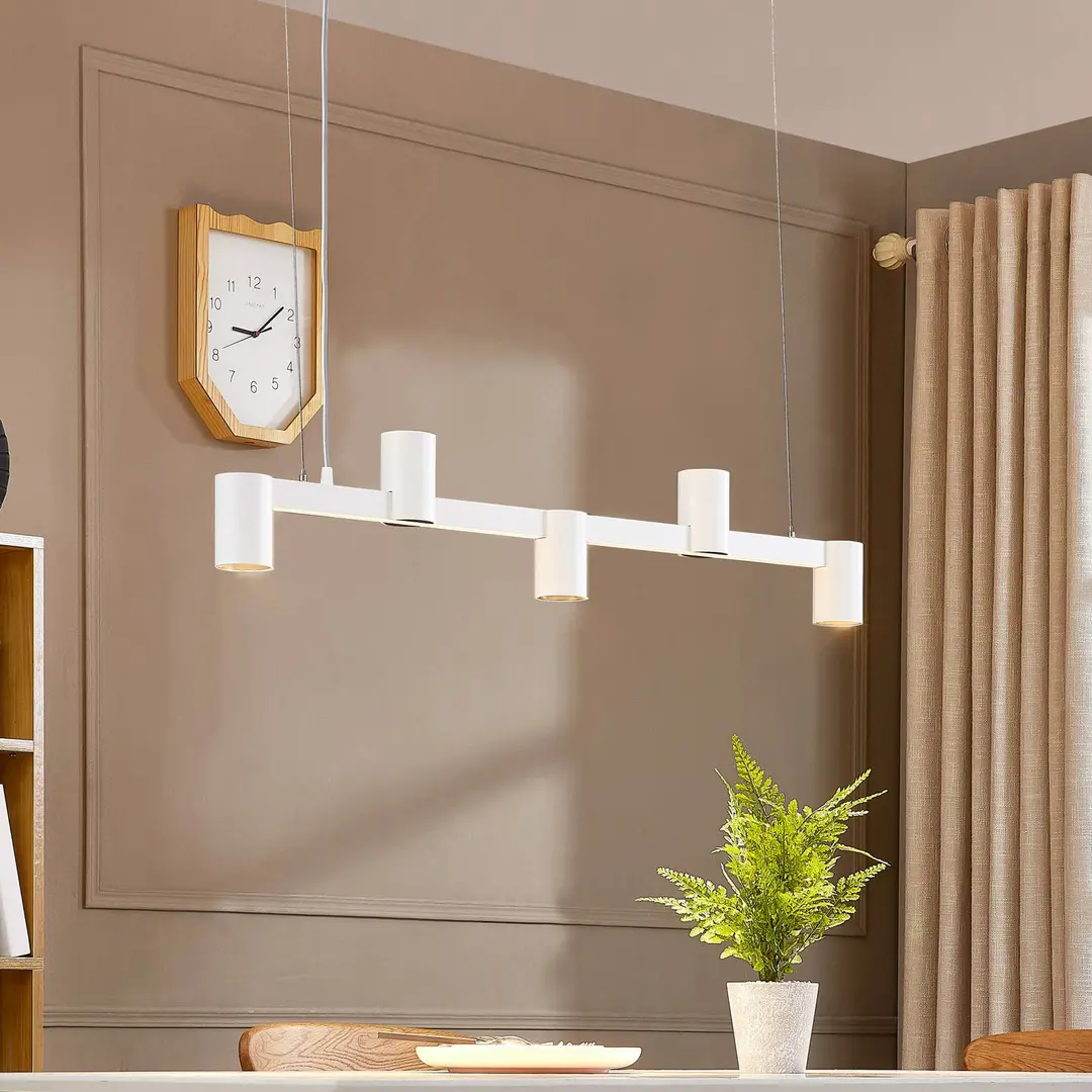 Arcchio Hängeleuchte Brinja, weiß, Länge 90 cm, 5-flg., GU10