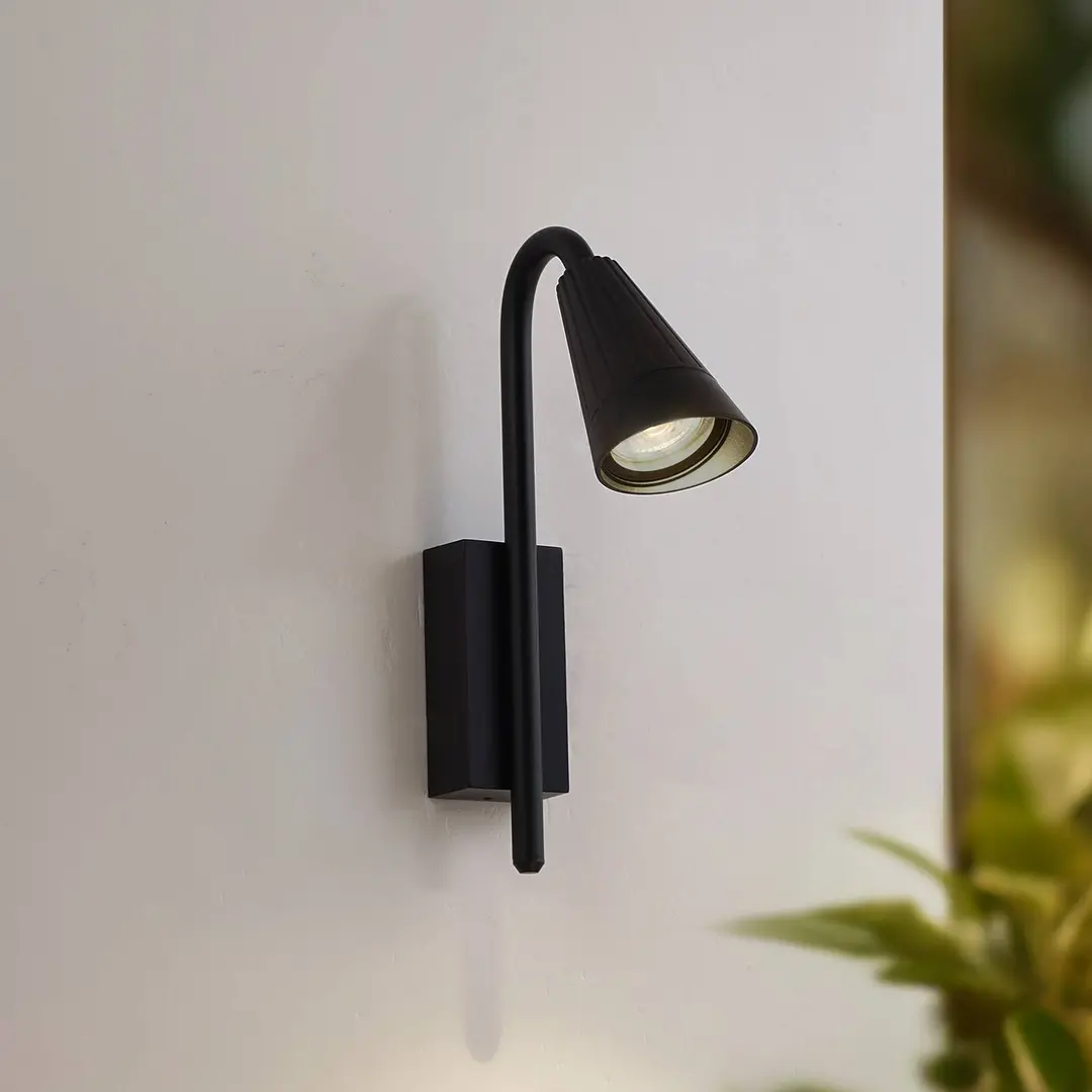 Lindby Außenwandlampe Sorvete, schwarz, Metall, Höhe 33 cm