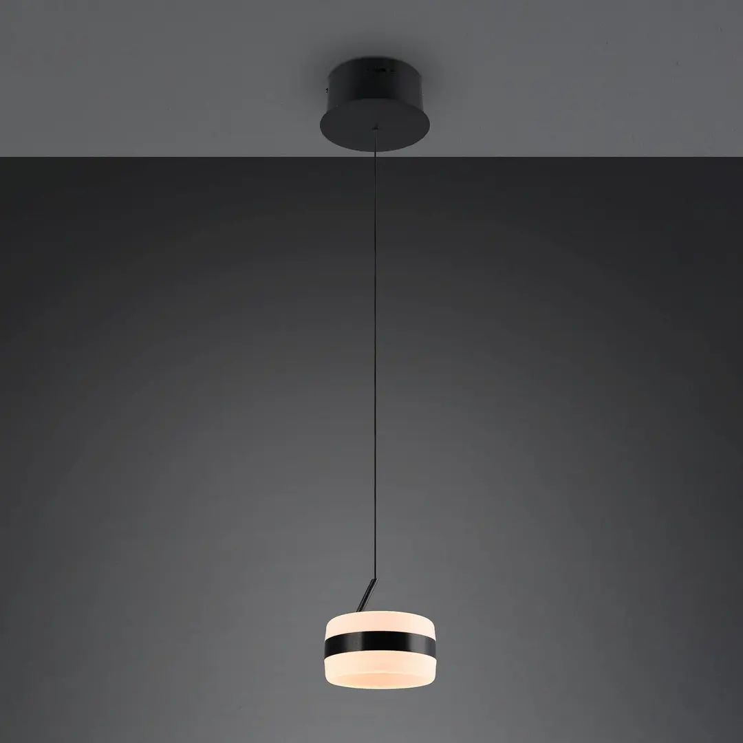 Trio Lighting LED-Pendellampe Dios, schwarz, Ø 15 cm, Metall, CCT