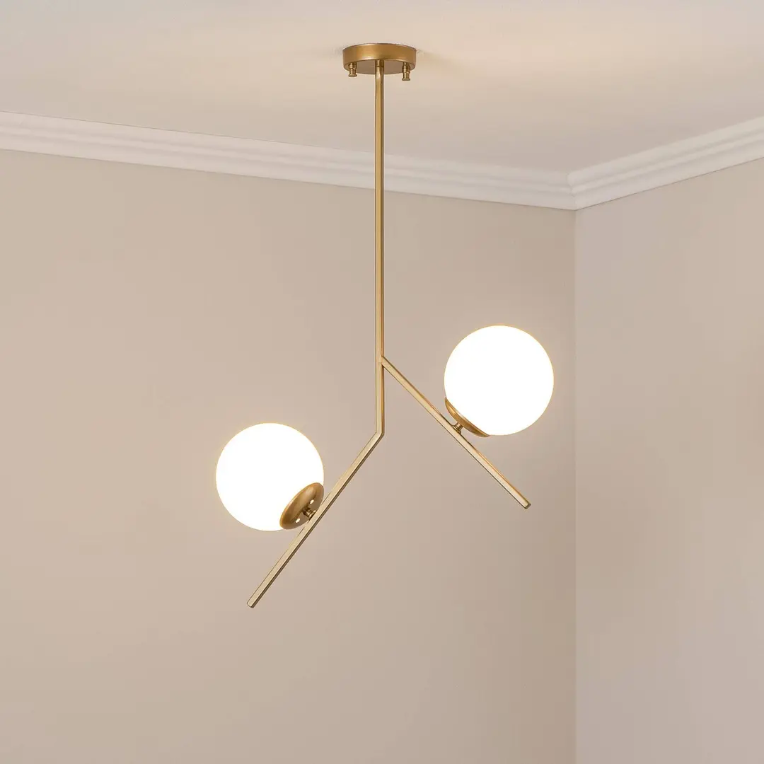 Opviq Hängeleuchte Dolunay, 43 cm lang, 2-flammig, goldfarben, E27