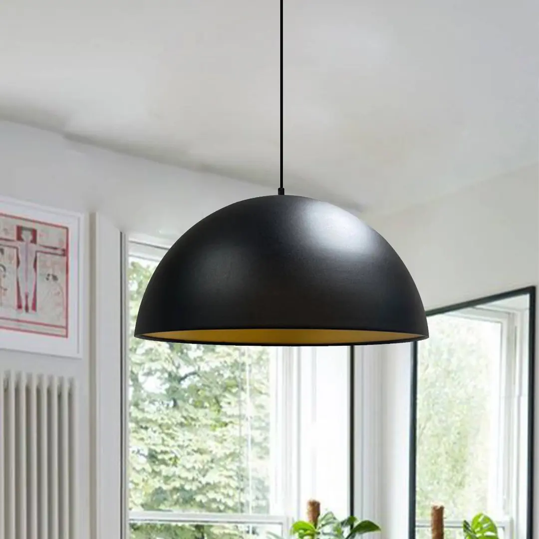 ROYALTECH Hängeleuchte Lipeo, schwarz/gold, Ø 40 cm, Metall, E27
